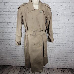 Saxton Hall Brown Thermo Lite Lined Belted Double Breasted Trench Coat Size 10